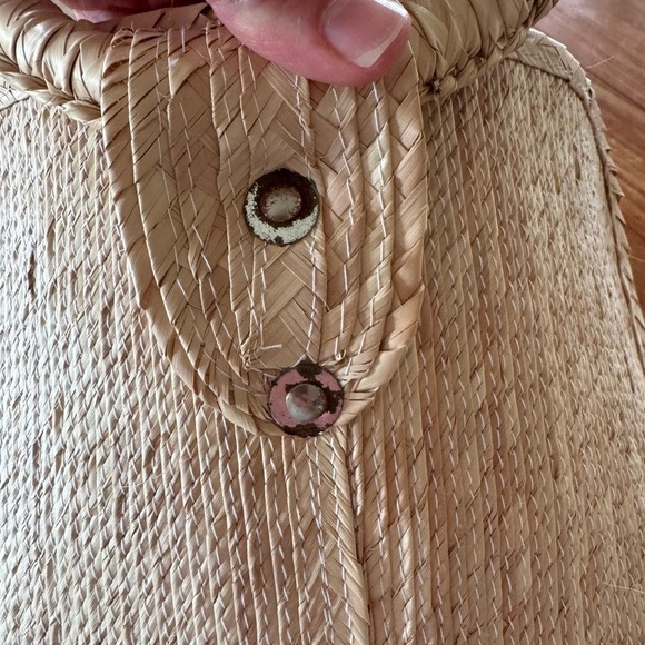 Straw Tote Beach Bag with Circle Handle - Picture 5 of 11